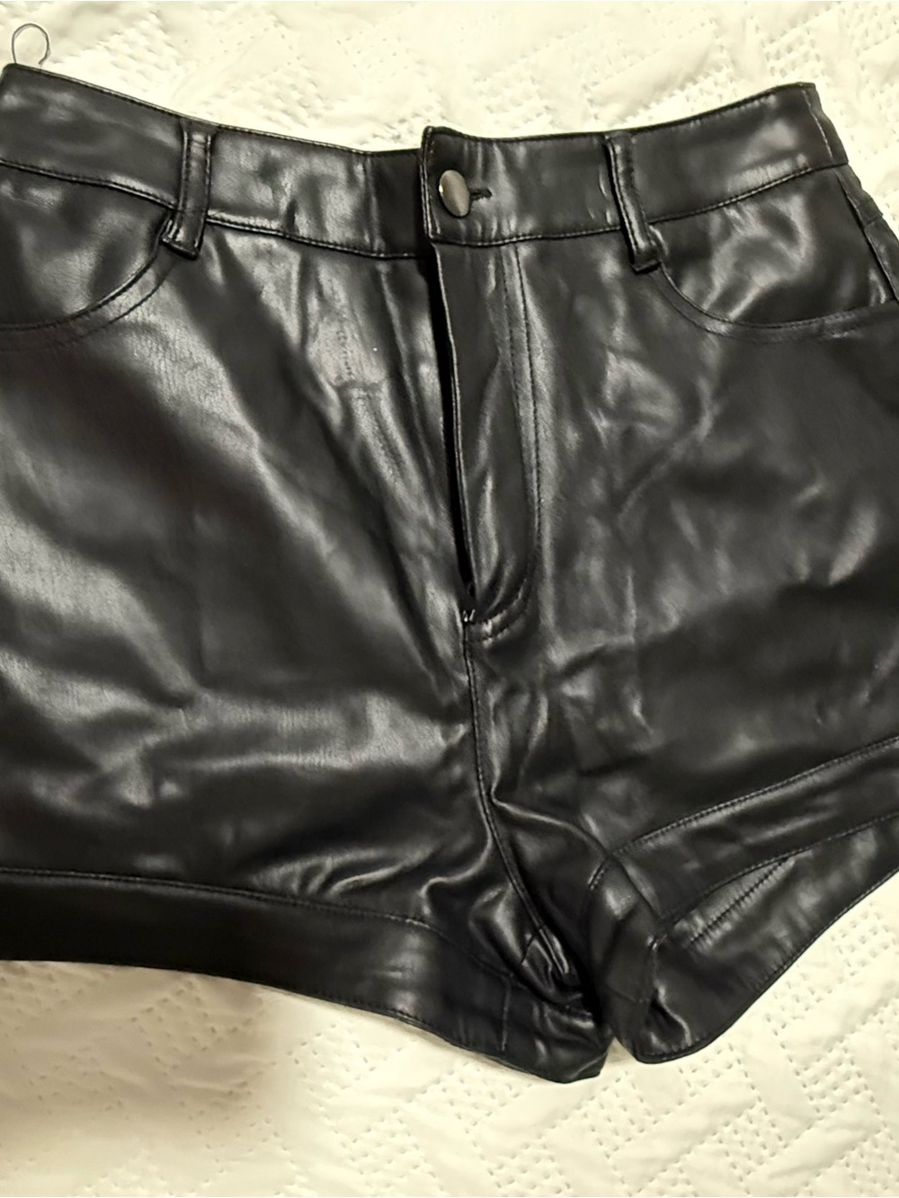 Forever 21 Black High-Waist Faux Leather Shorts